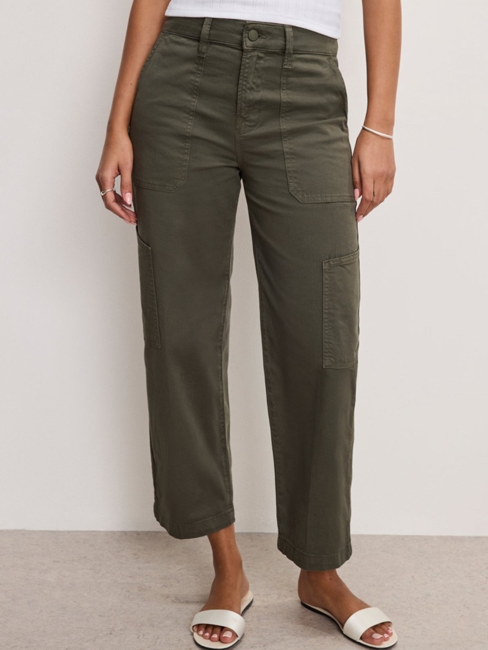 Good American women’s Cargo Cropped Twill Pants Brown